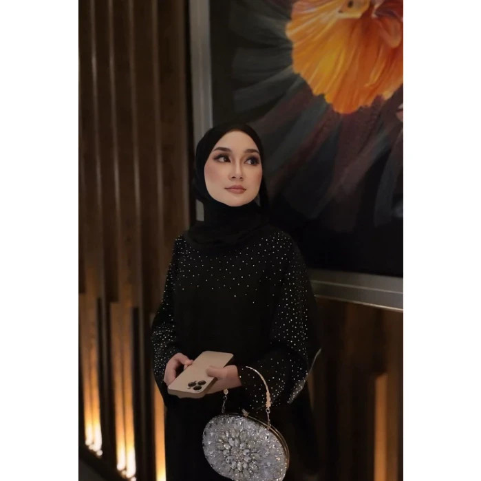 Exclusive Black Blue Green IMPORT DUBAI ABAYA -ABAYA DUBAI DIAMOND SATIN MATTE