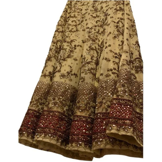 Lehenga Choli Intricate Beadwork Long Flowing Skirt Gorgeous Embroidered Cream