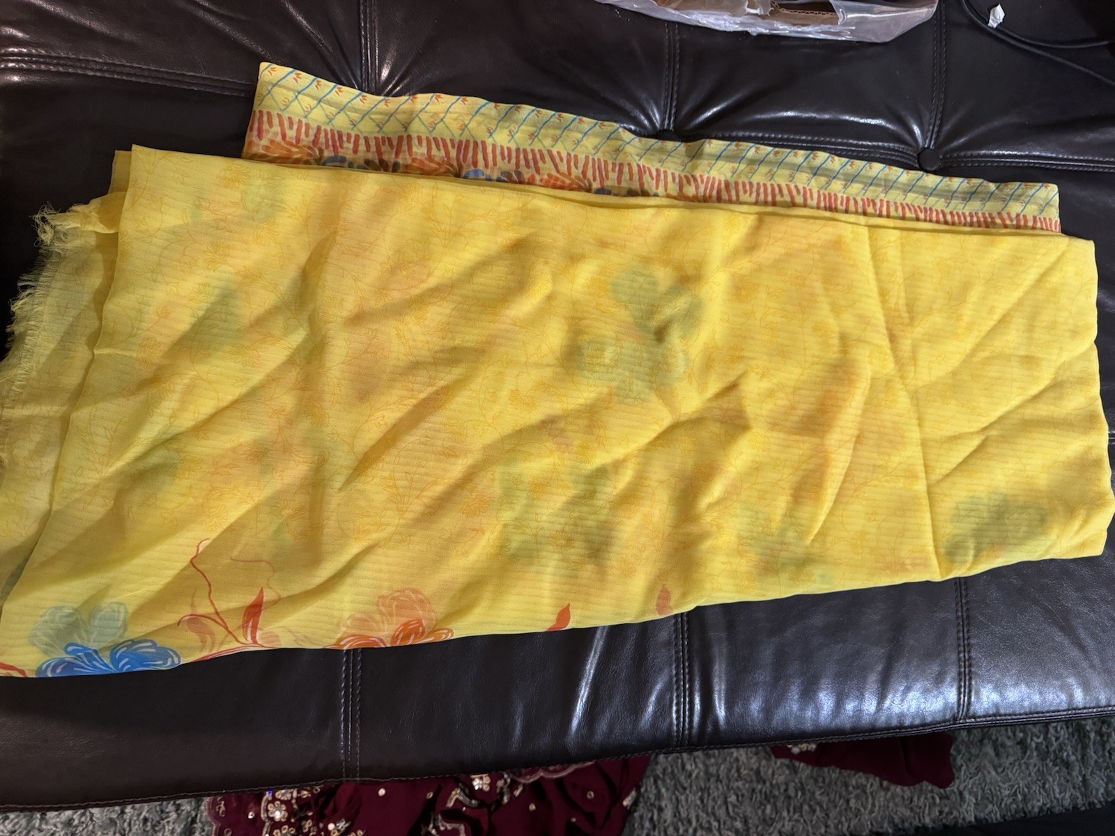 Yellow Chiffon Saree