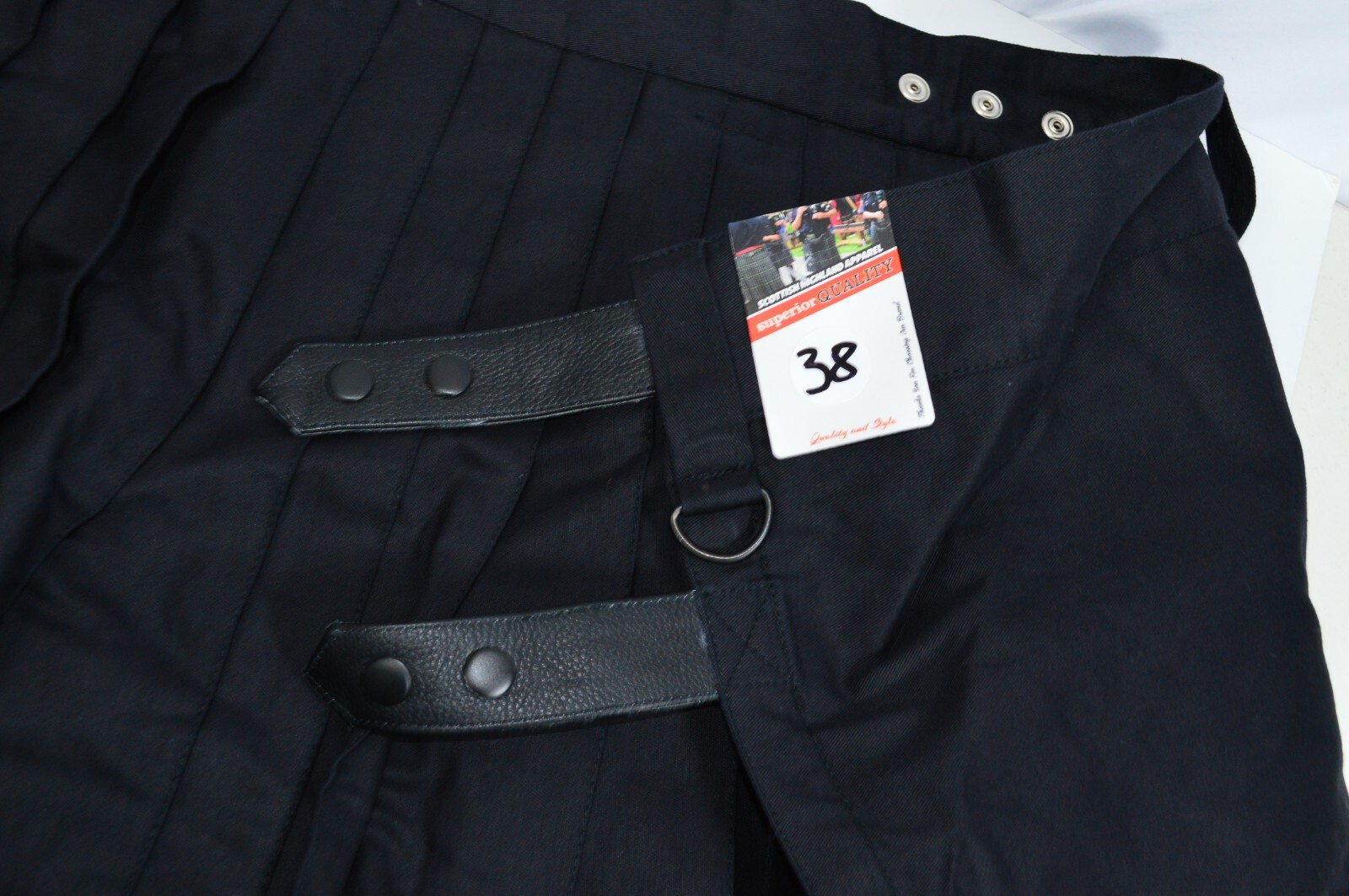 Scottish Highland Apparel Black Mens Kilt Pleated