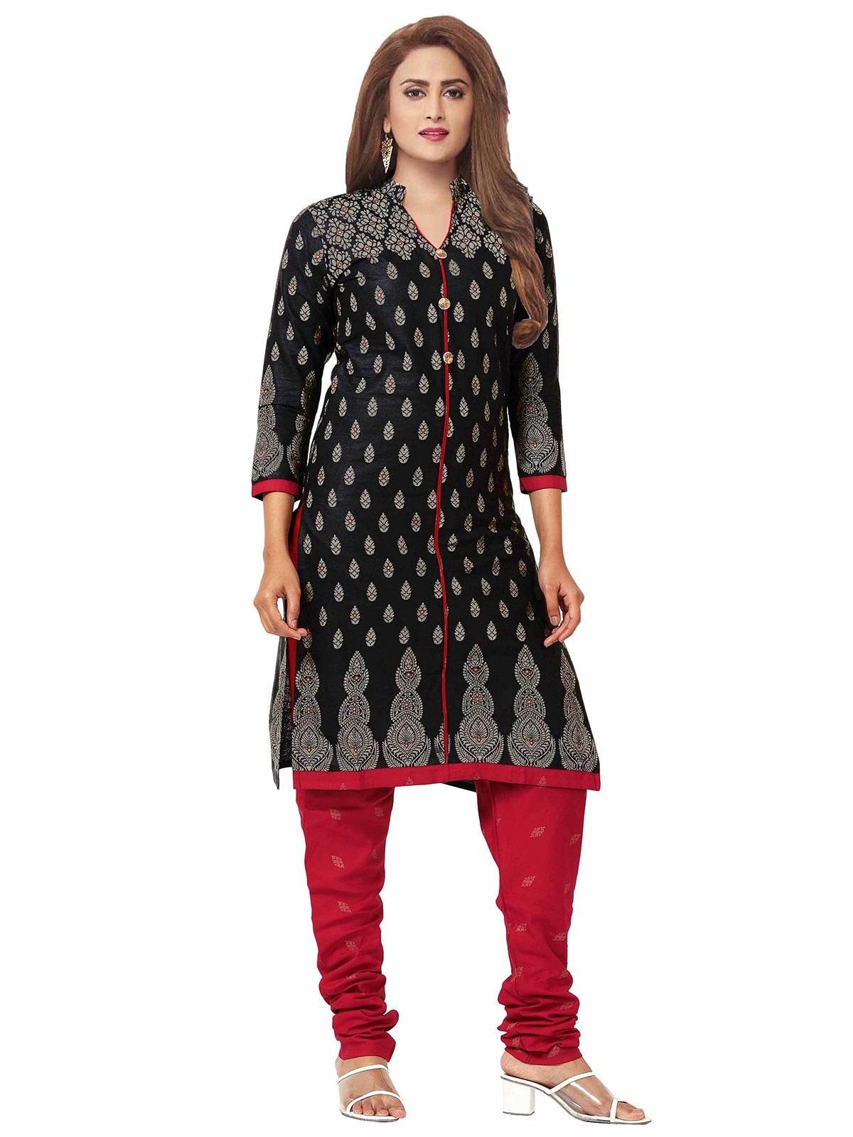 Miraan Cotton Dress Material for Women Black Printed Unstitched Free Size