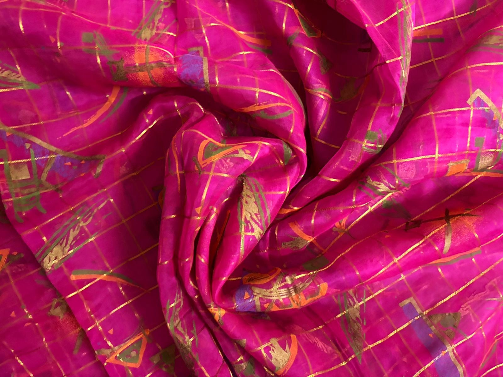 Pink Gold Embroidered Tissue Silk Saree for Women