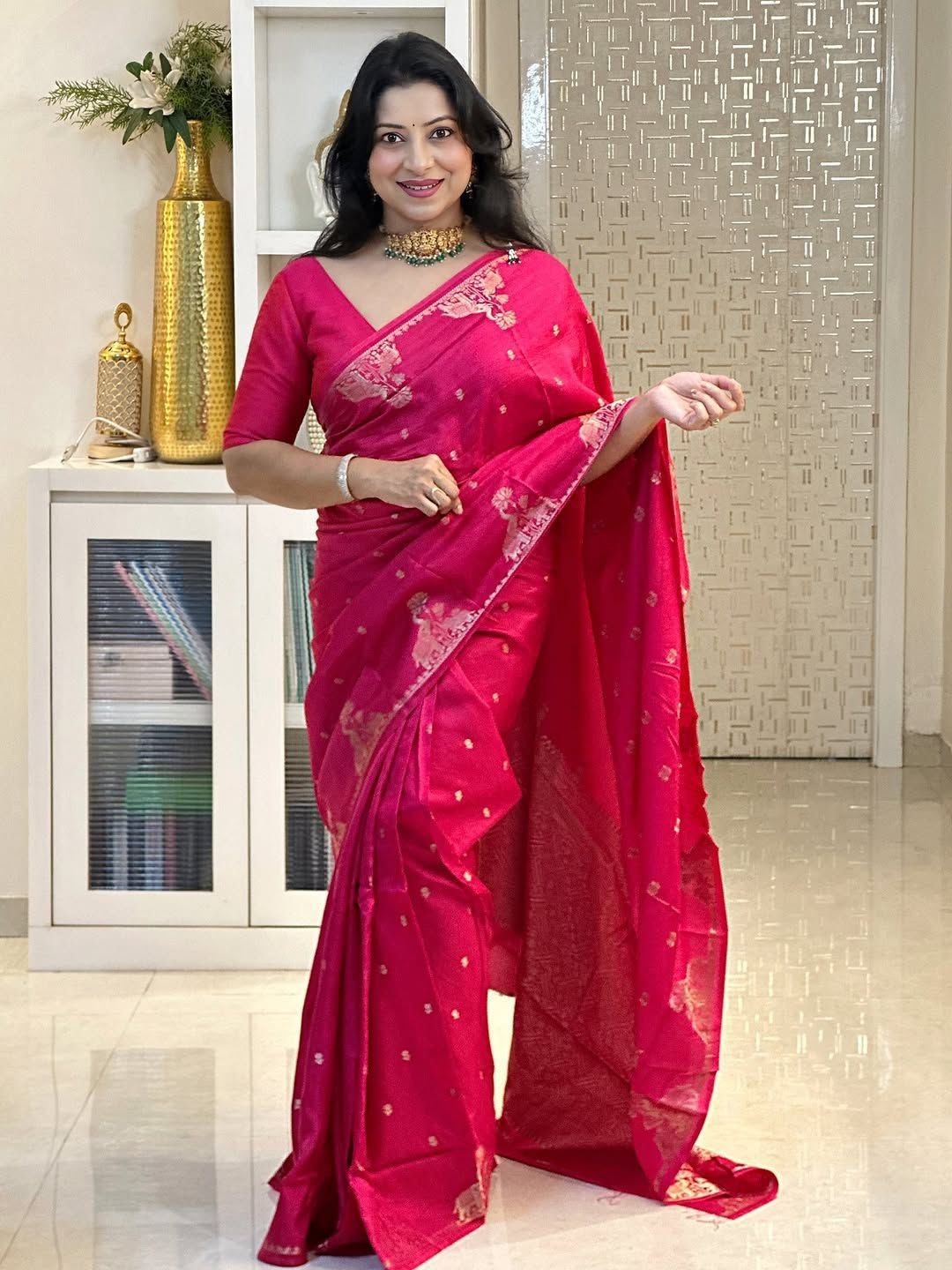 Banarasi Silk Saree Zari Woven Indian Wedding Wear Bollywood Designer Women New