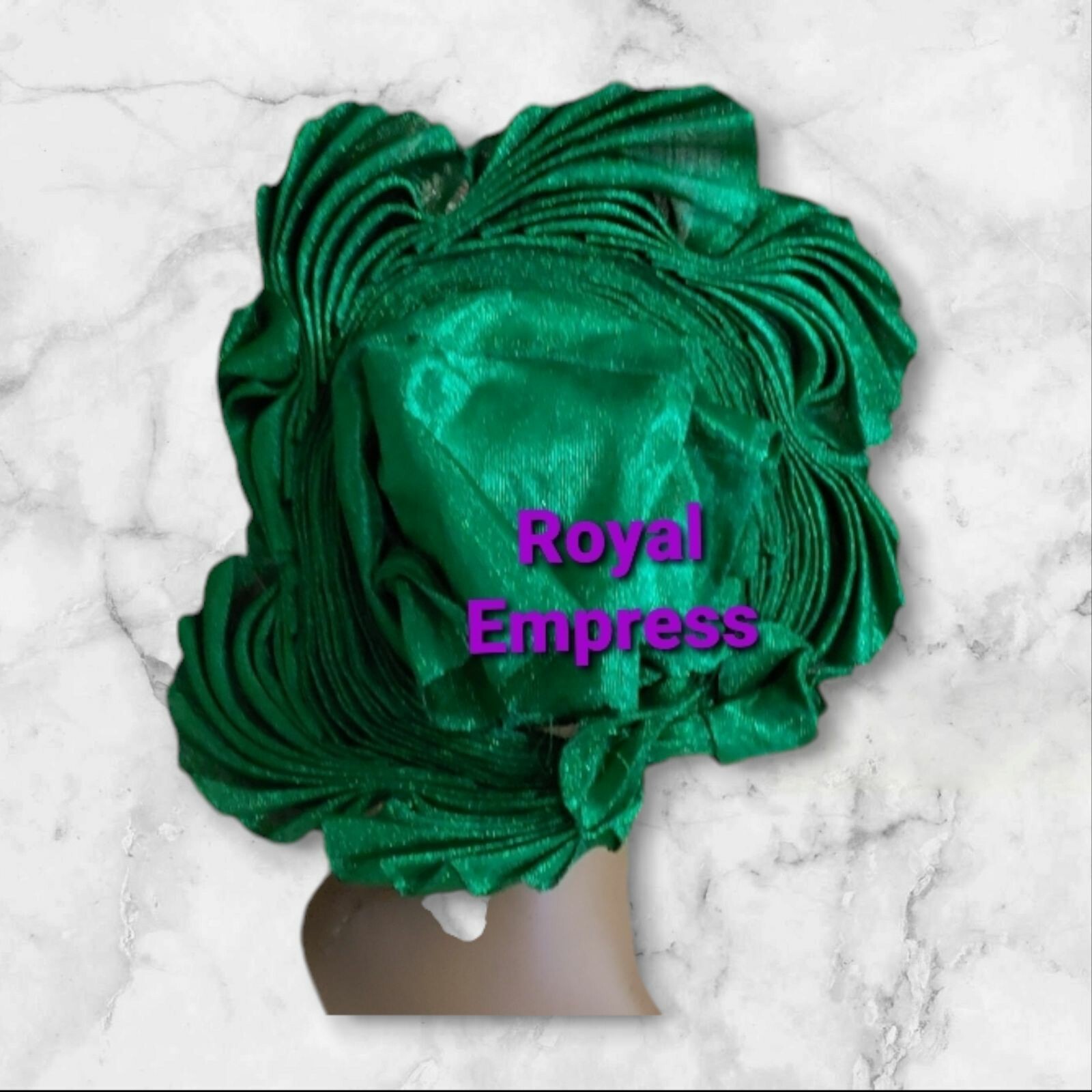 Aso-Oke African Headtie Auto Gele, Royal Green Empress headwear