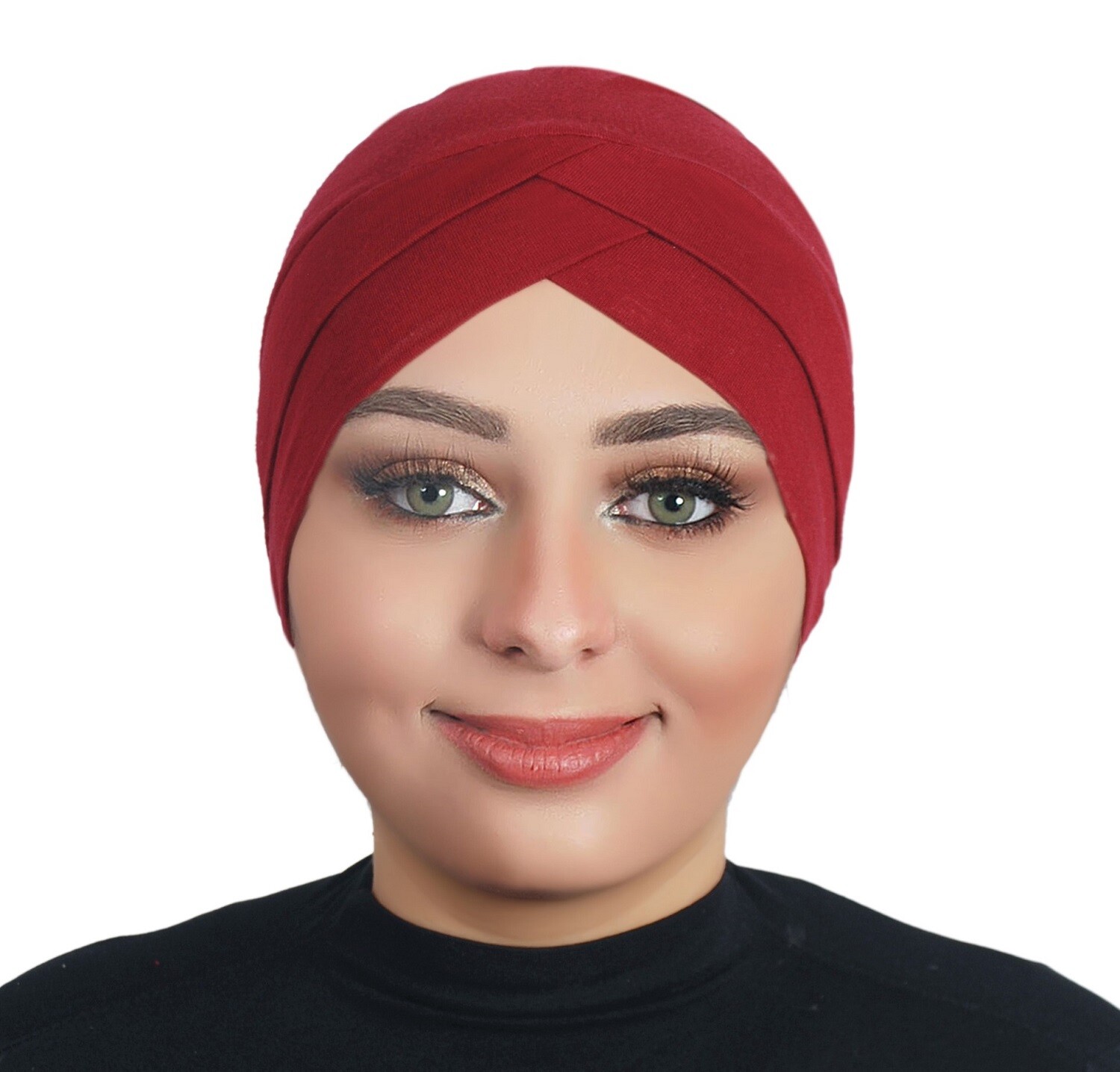 Solid Color Full Cover Inner Hijab Caps Muslim Cross Turban Stretch Hijab