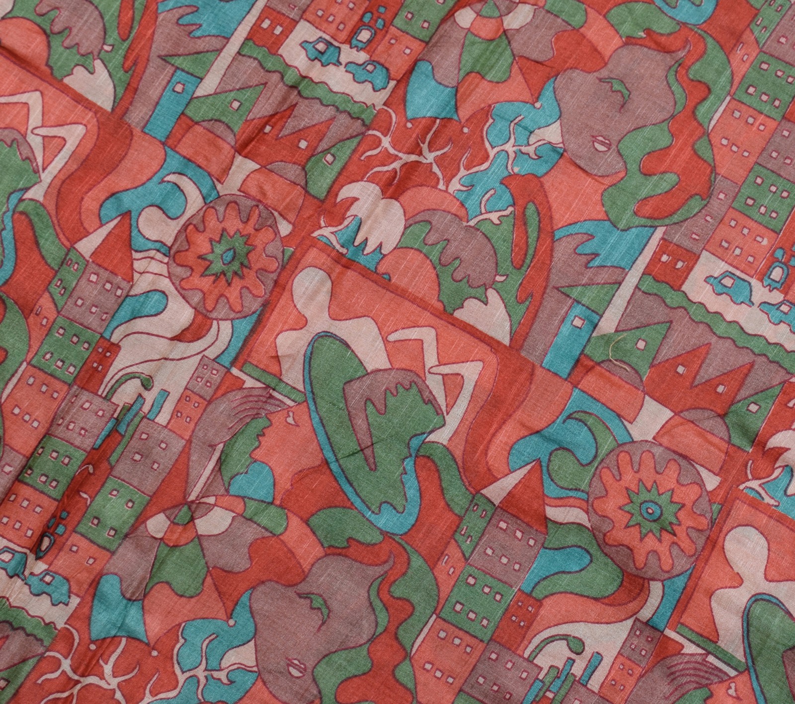 Sushila Vintage Multi-Color Saree 100% Pure Silk Printed 5 Yard Craft Fabric