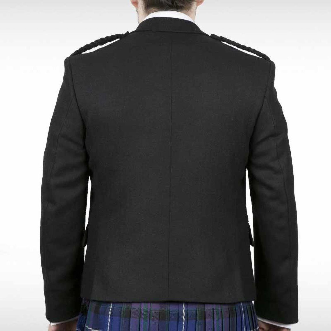 Handmade Black Herringbone Tweed Crail Jacket & Waistcoat – 2-Button Closure