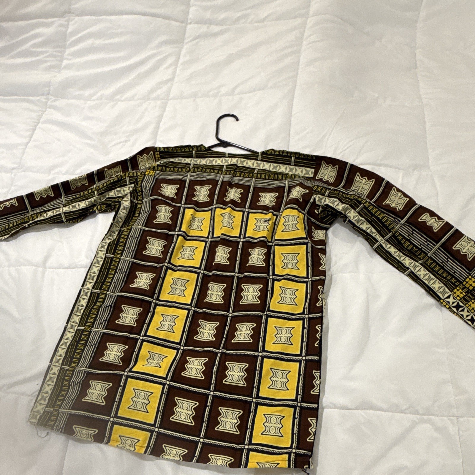 Handmade African Print Dashiki Cotton Long Sleeve Top, One Size, Multi-Color
