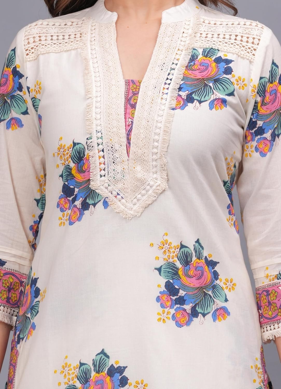 Women’s Pure Cotton Printed Straight Kurta Set with Palazzo Pants & Dupatta