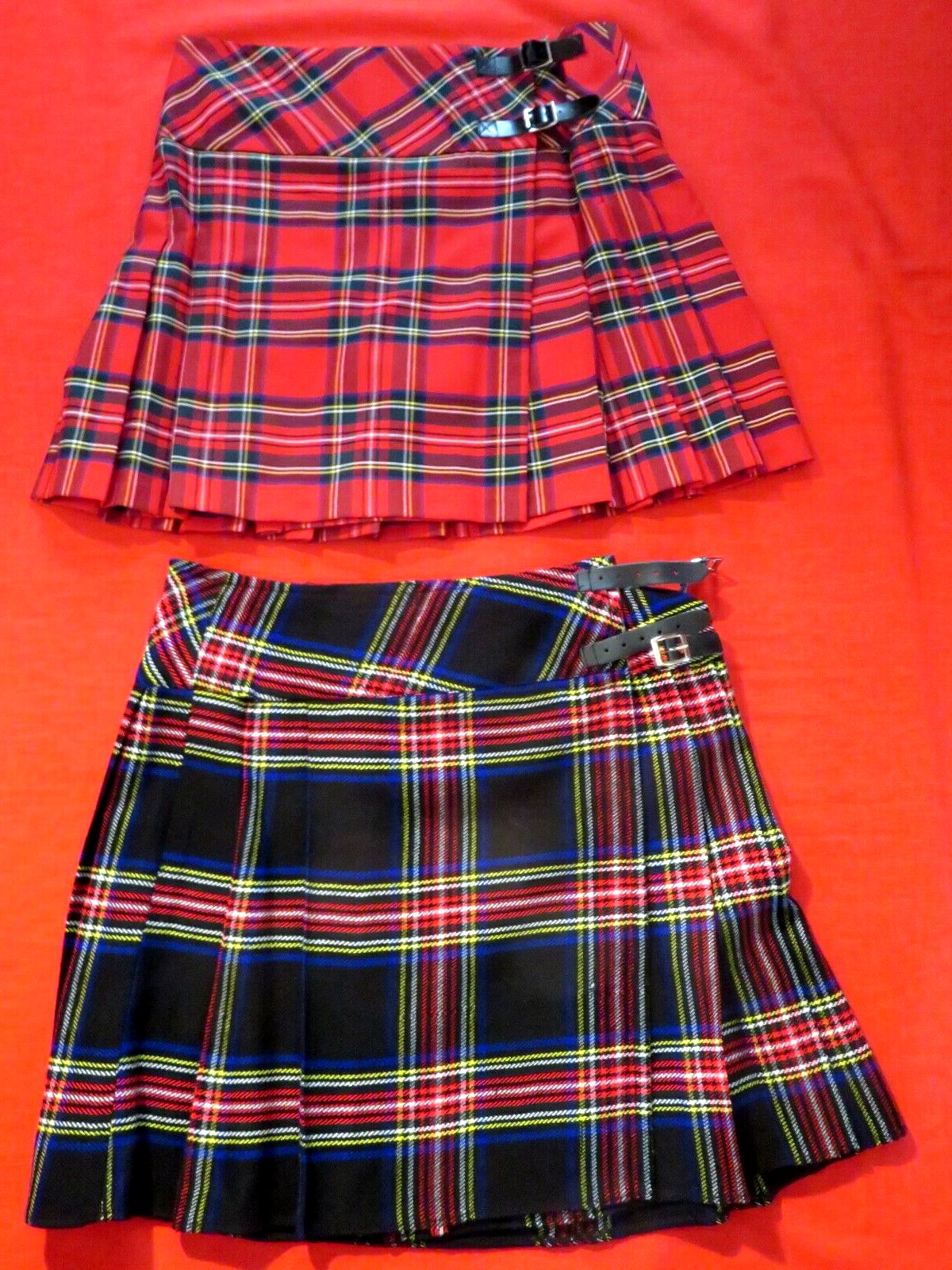 Womens Scottish Kilts ~ ROYAL STEWART & BLACK STEWART ? Size 16 & 34 / Length 20