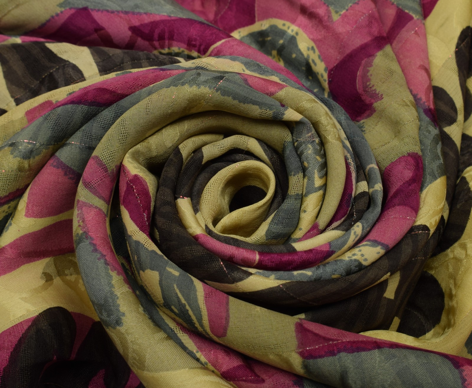 Sushila Vintage Multi-Color Sari Pure Georgette Silk Printed 5 YD Craft Fabric