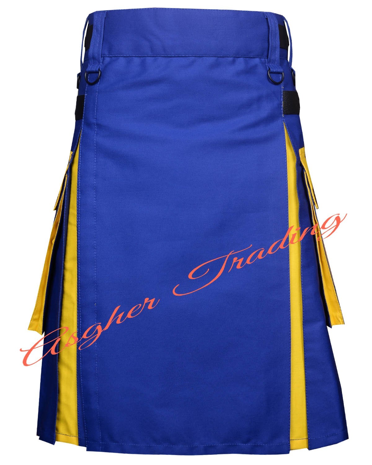Scottish Highland Dress Blue & Yellow Hybrid Utility kilt For Men & Custom Size