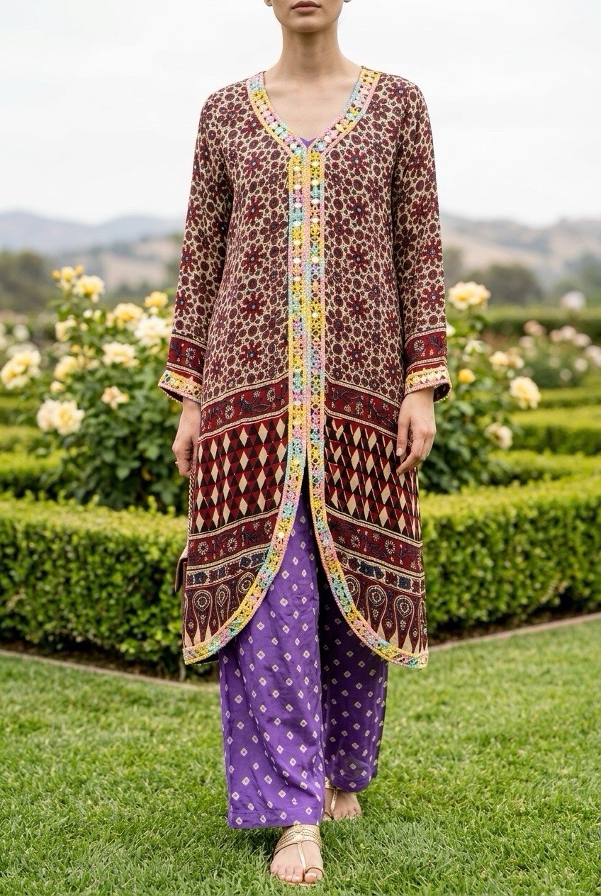 Women’s Multi-Color Salwar Kameez Purple Brown Yellow Red Traditional Outfit