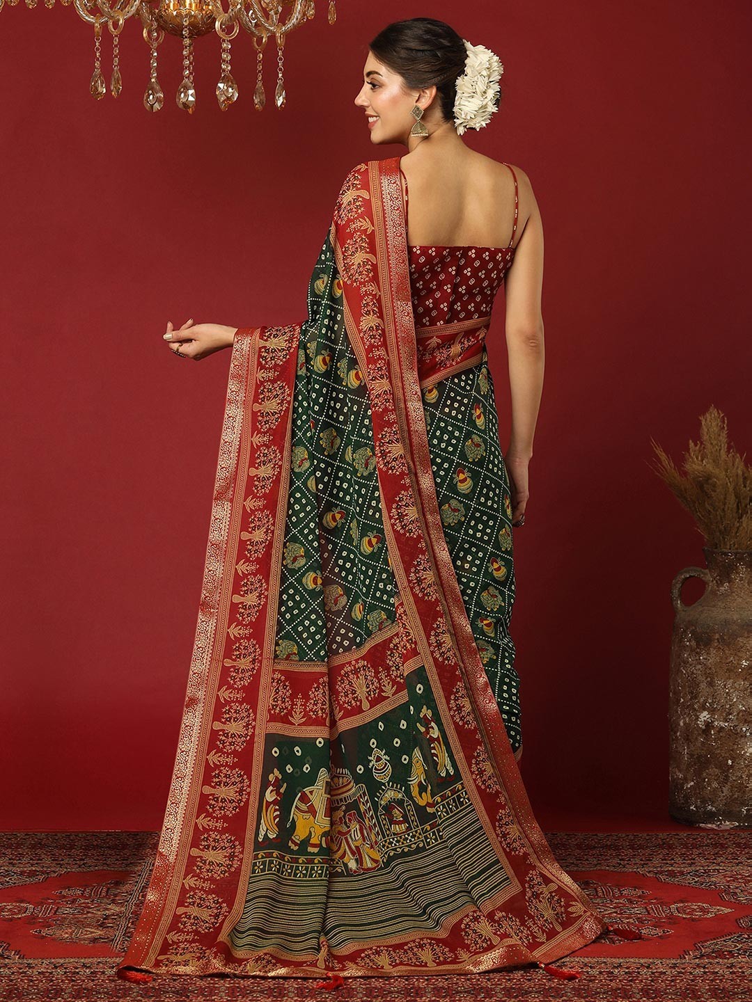 Ethnic Motifs Pure Georgette Patola Saree