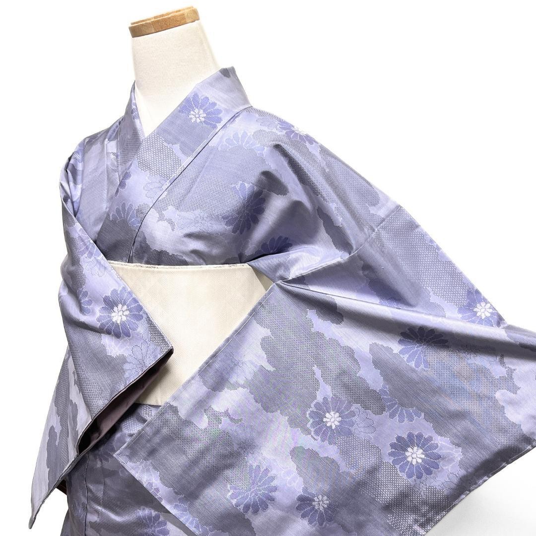 Kimono 121b tmg25120408 Oshima Silk Dusty Purple Chrysanthemum Cloud