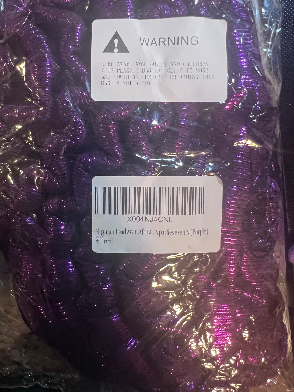 Shiny Purple Nigerian headwear African headscarf,Auto Gele headband, head wrap