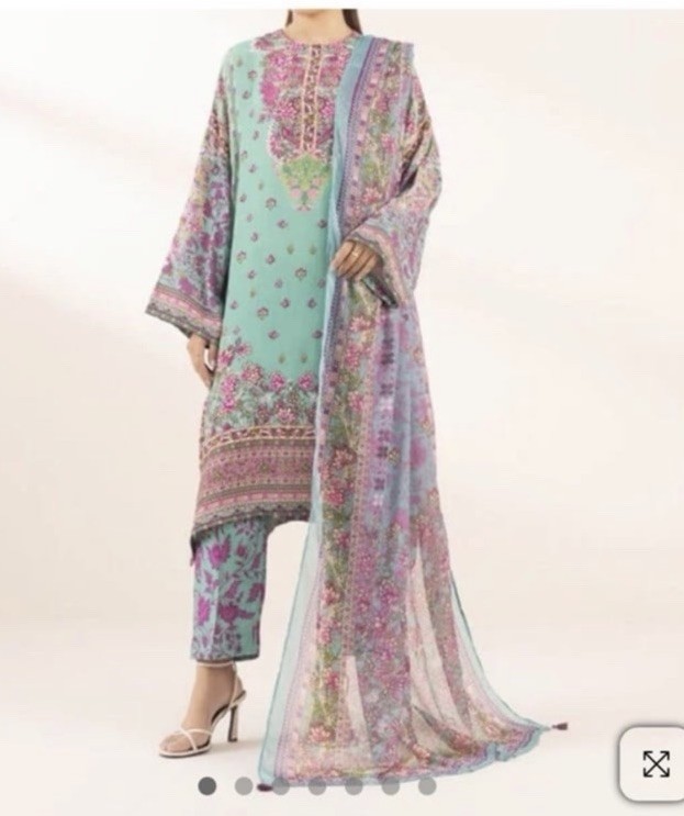 Sapphire 3 Piece Printed Silk Pakistani Salwar Kameez Blue Pink Green Purple