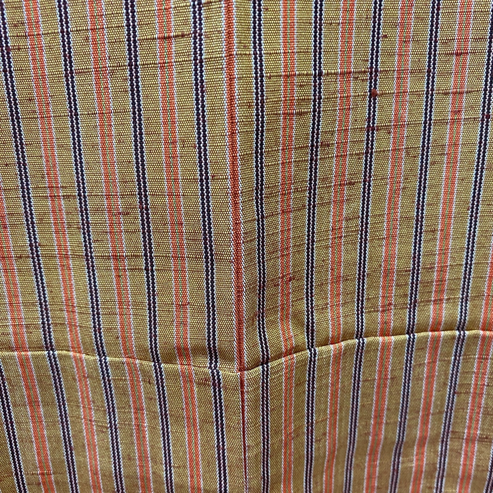 Japanese Vintage Kimono Silk Brown Stripes Traditional Authentic Length 60in