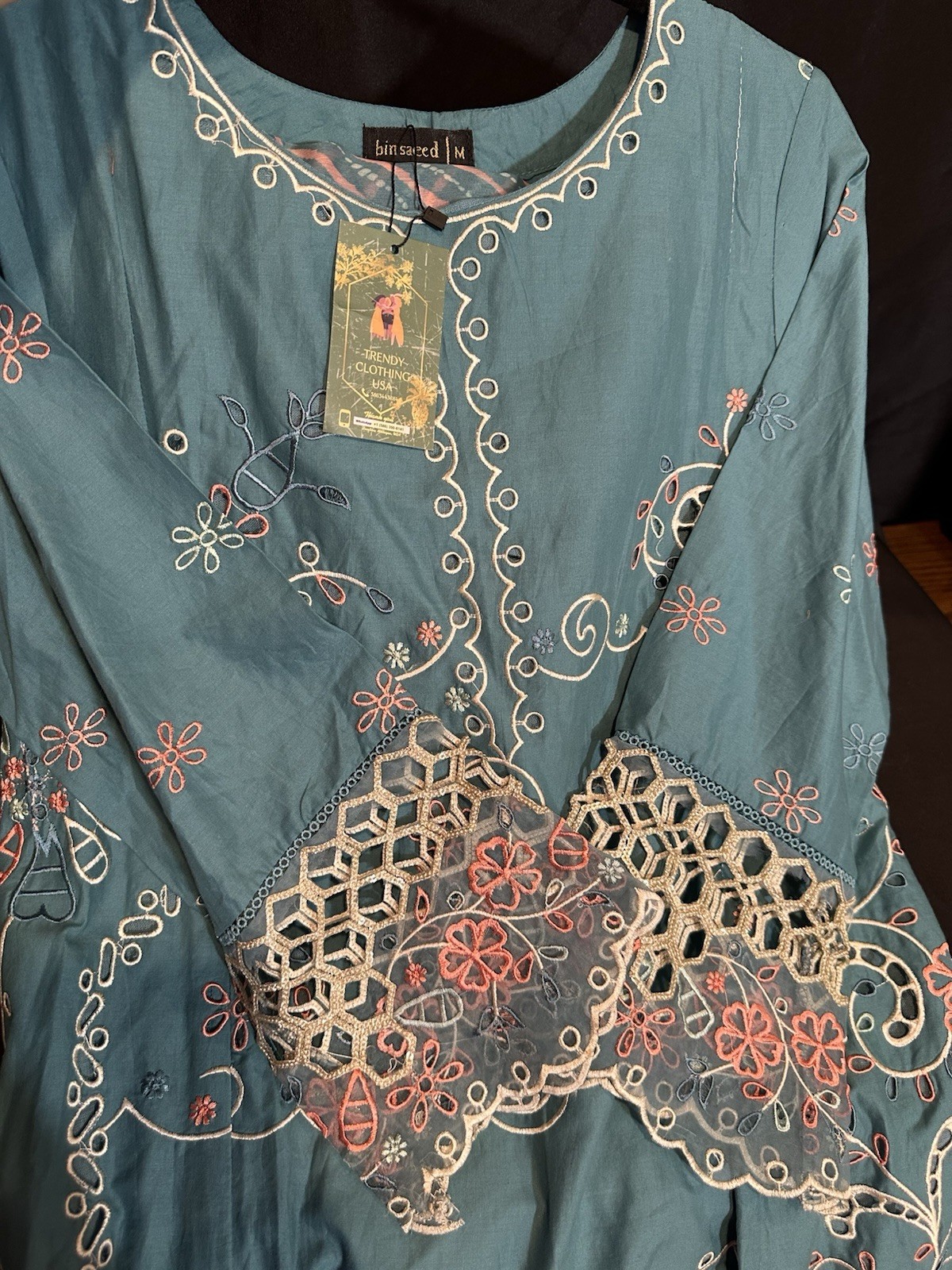 Bin Saeed Beautiful Cutwork Emb 2 Pc Suit-Chiffon Dupatta-M & L- $44 ‼️ Sale