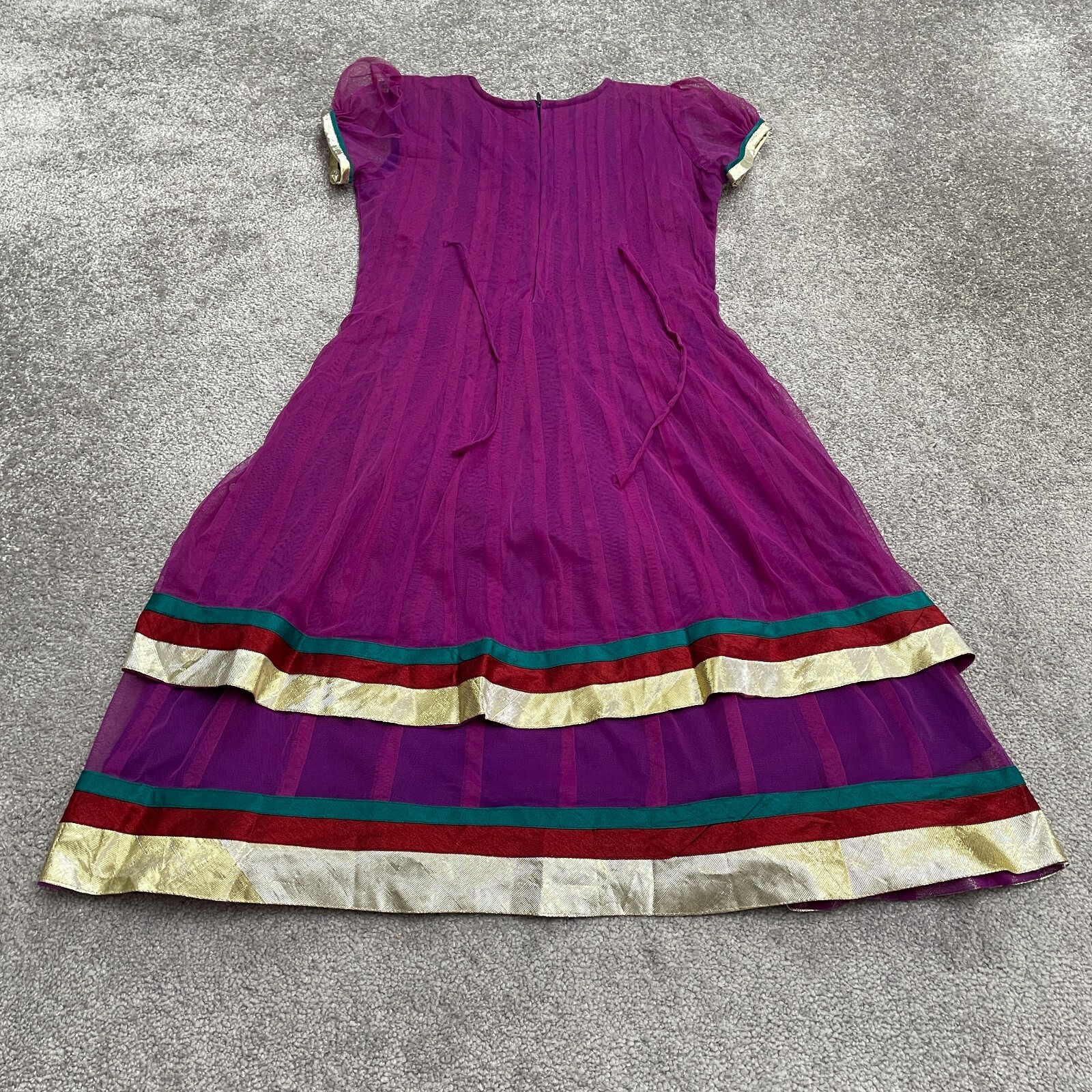 Unbranded Rhinestones Indian Dress Womens 36 Purple Short Sleeve Salwar Kameez