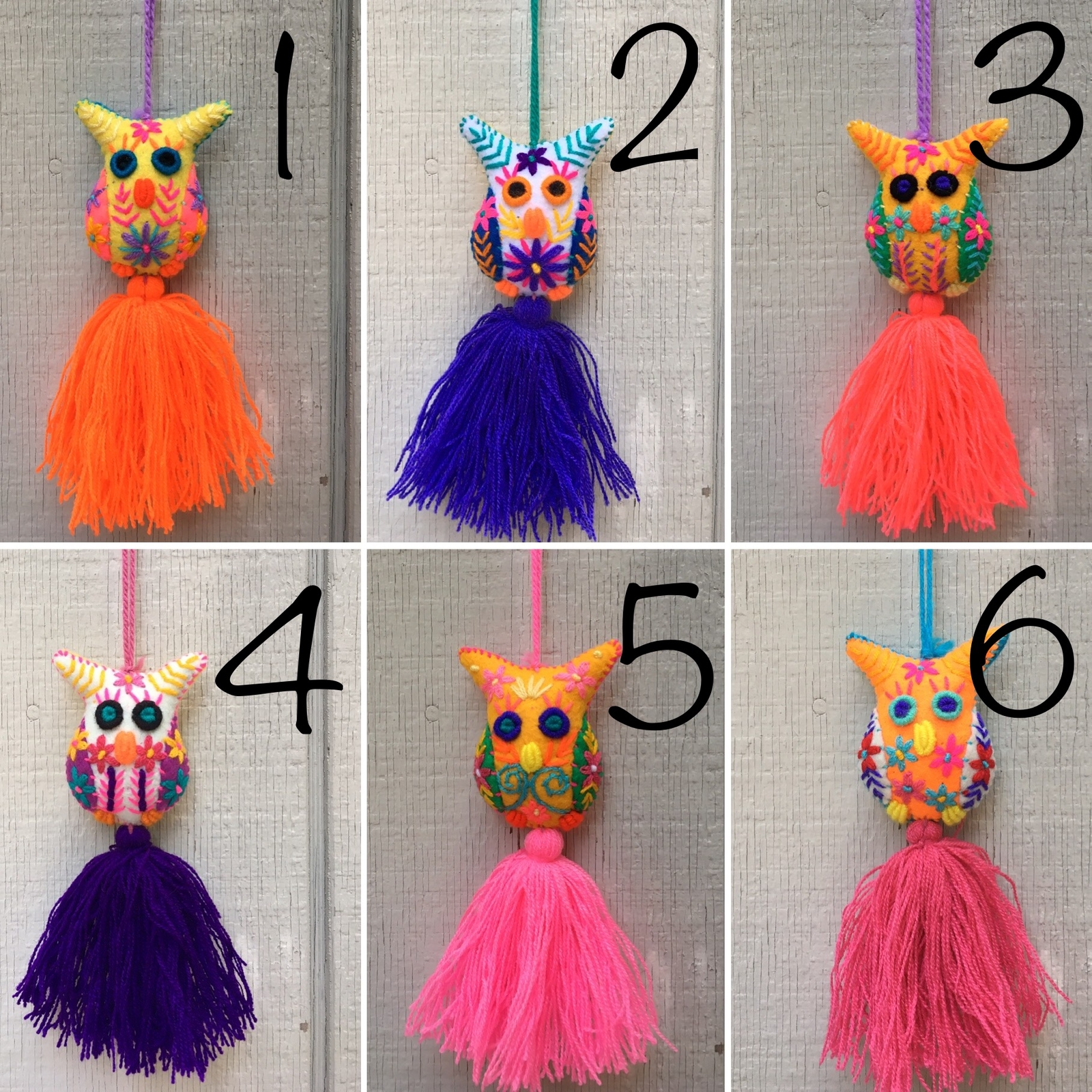 Handmade Embroidered Mexican Felt Owl Pom Pom Tassel – Owl Gift – Owl Decor