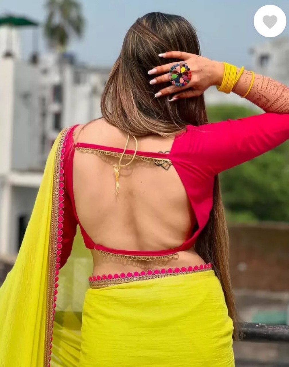 Printed Banarasi Georgette Saree (Yellow, Pink)