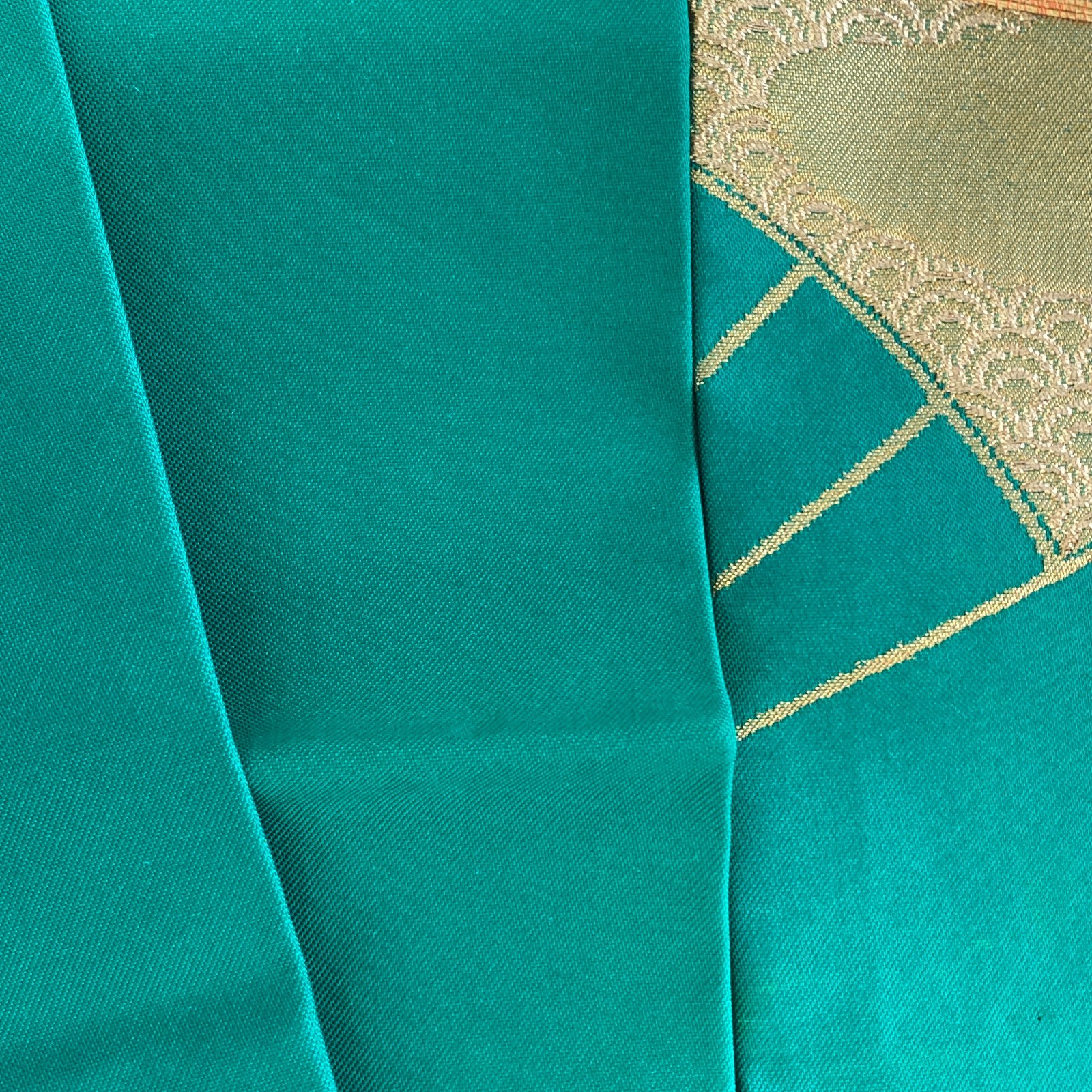 Japanese Vintage Kimono Nagoya Obi Silk Green Drit Traditional 143 x 11 in