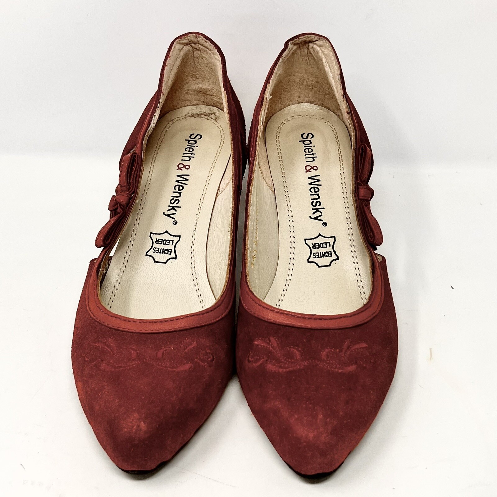 Spieth & Wensky Valeska Womens Pump Leather Suede Red Bow Accent Heel Sz 38