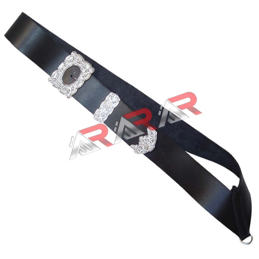 Scottish Leather Kilt Belt Drummer Cross With Silver Thistle Buckle Kilt Pin AAR