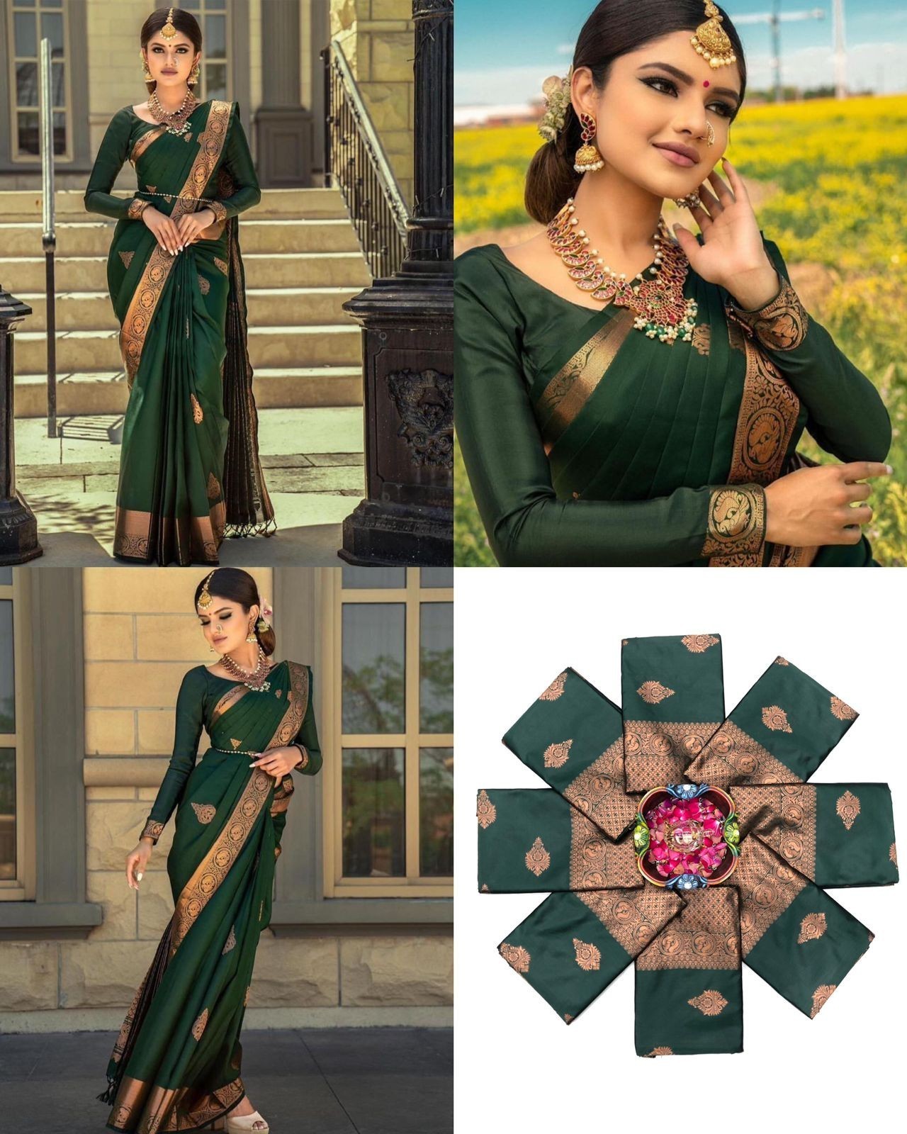 Designer Sari Soft Lichi Silk Jari Bridal Saree Blouse South Indian Party Wear