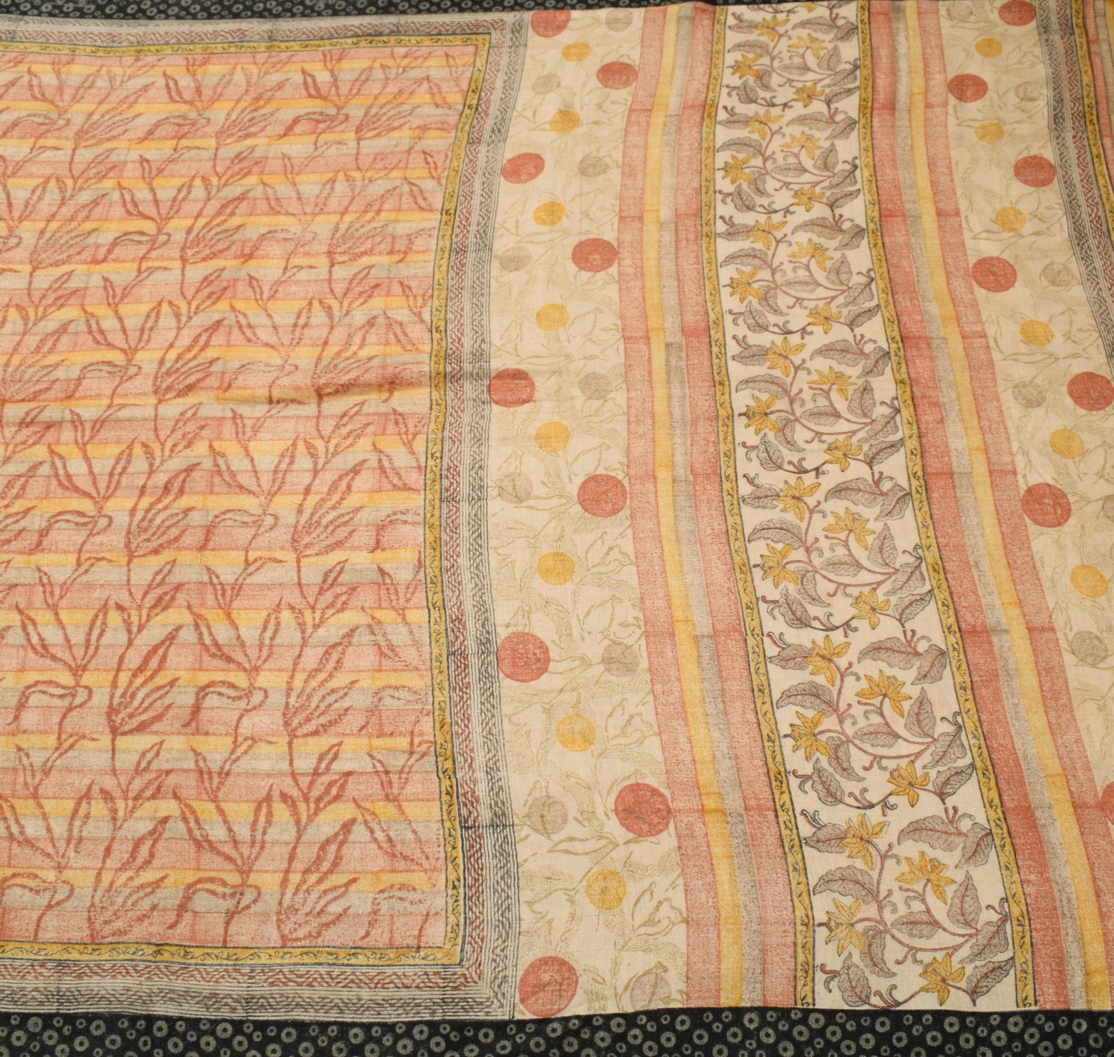 Sushila Vintage Multi-Color Saree 100%Pure Woolen Woven Floral Sari Craft Fabric