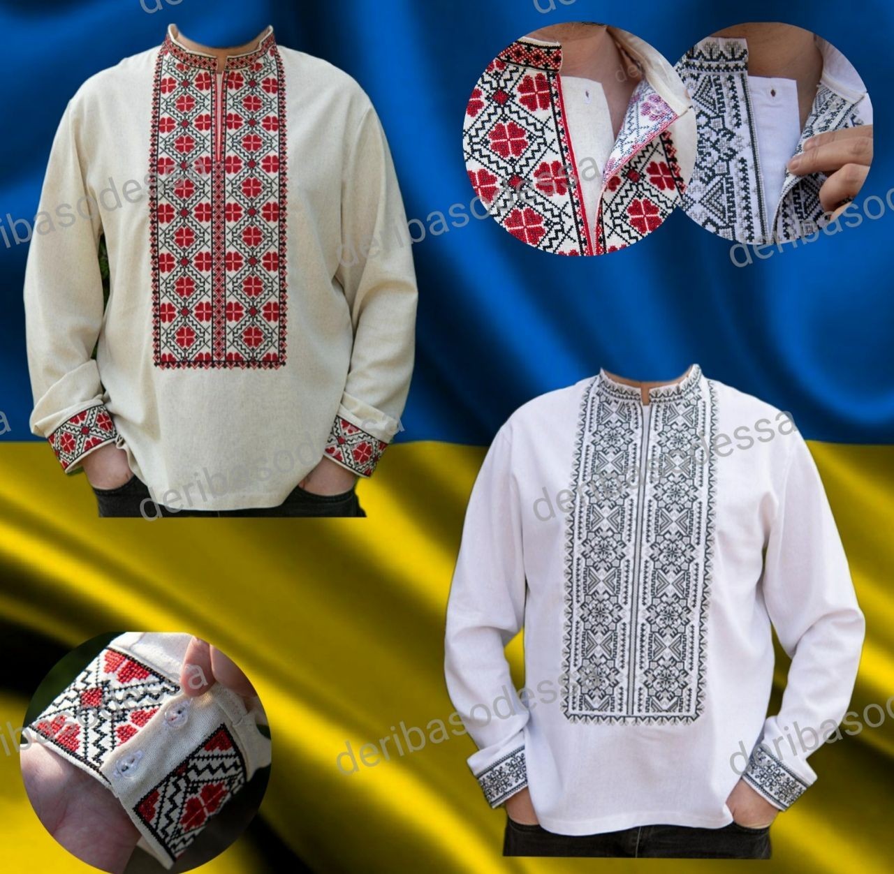 Set of Vyshyvanka Ukrainian traditional embroidered shirt men’s + children’s