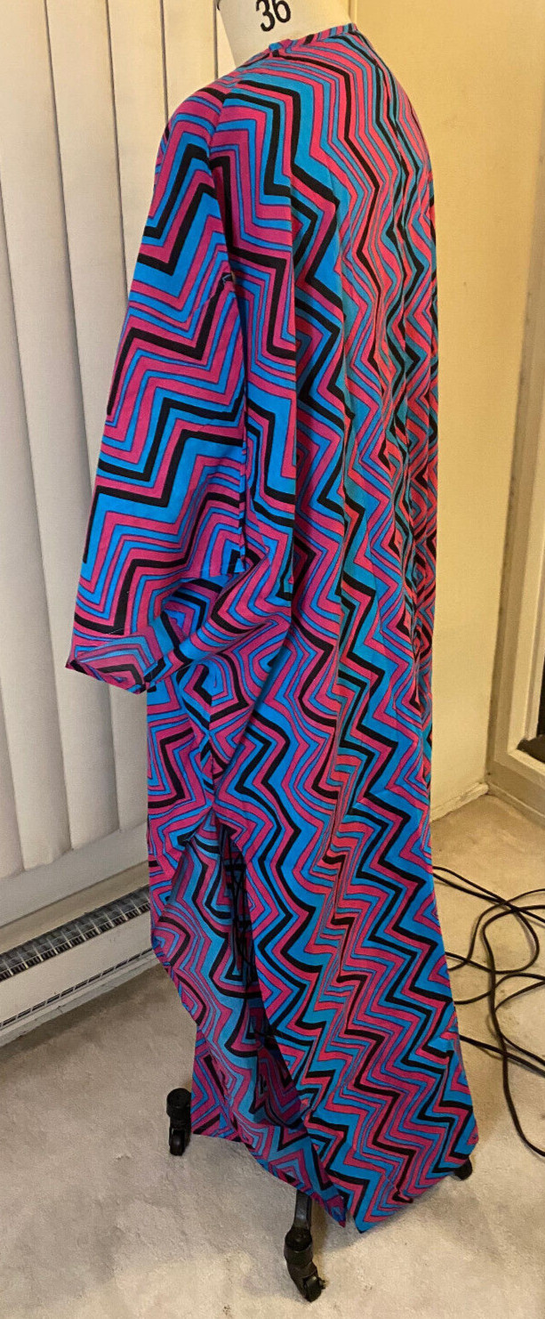 Kaftan Cotton Blue Pink Black Chevron Women Men Unisex New Light Weight Long