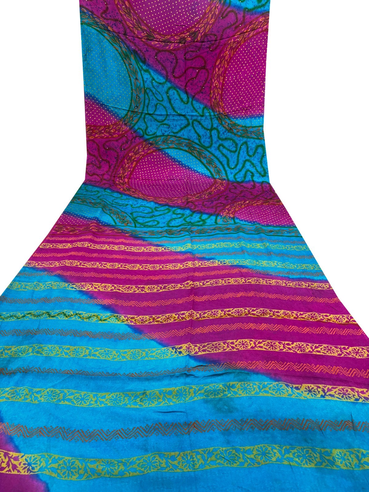 Vintage Chiffon Silk Saree, Lightweight Fabric for DIY & Sewing CS1213