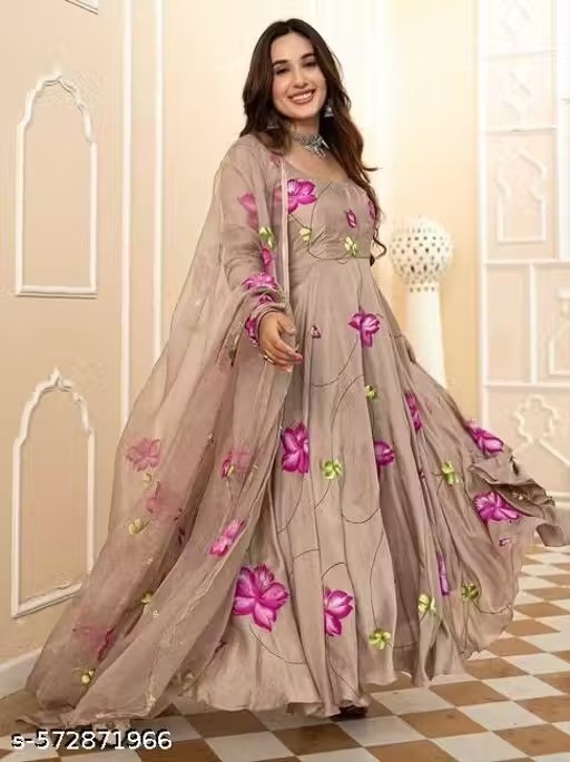 Indian Readymad Party Festive Wedding Rayon Kurta Kurti Dupatta Set for Women’s