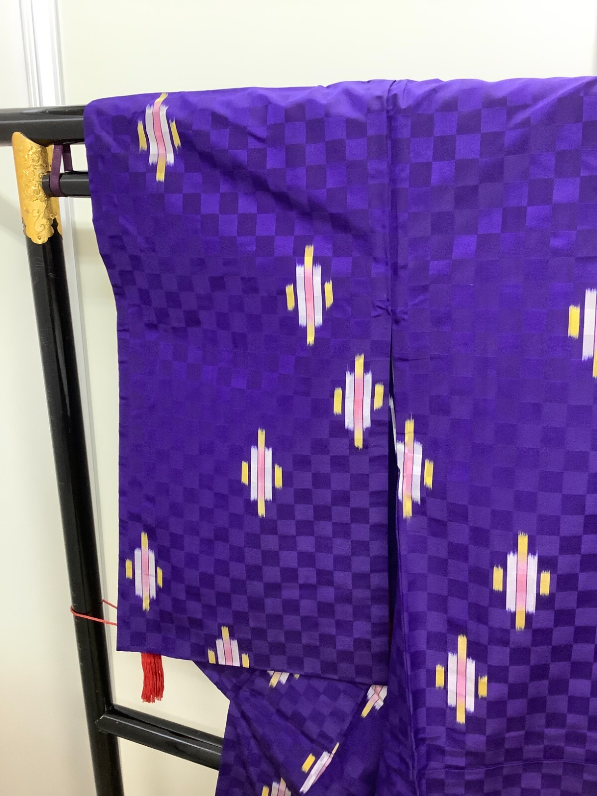 Japanese Vintage Kimono polyester blue purple tradition Height 59.84inch