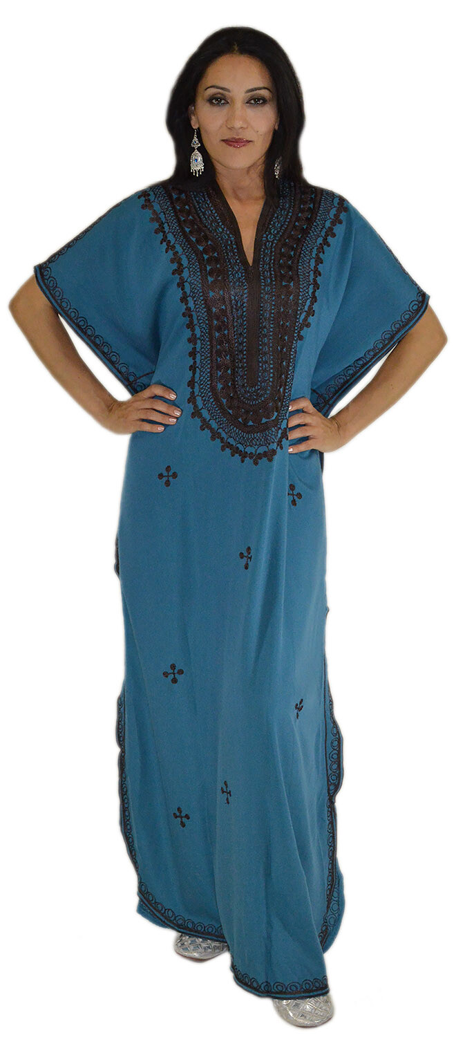 Moroccan Caftan Kaftan Women African Beach Summer Long Dress Blue