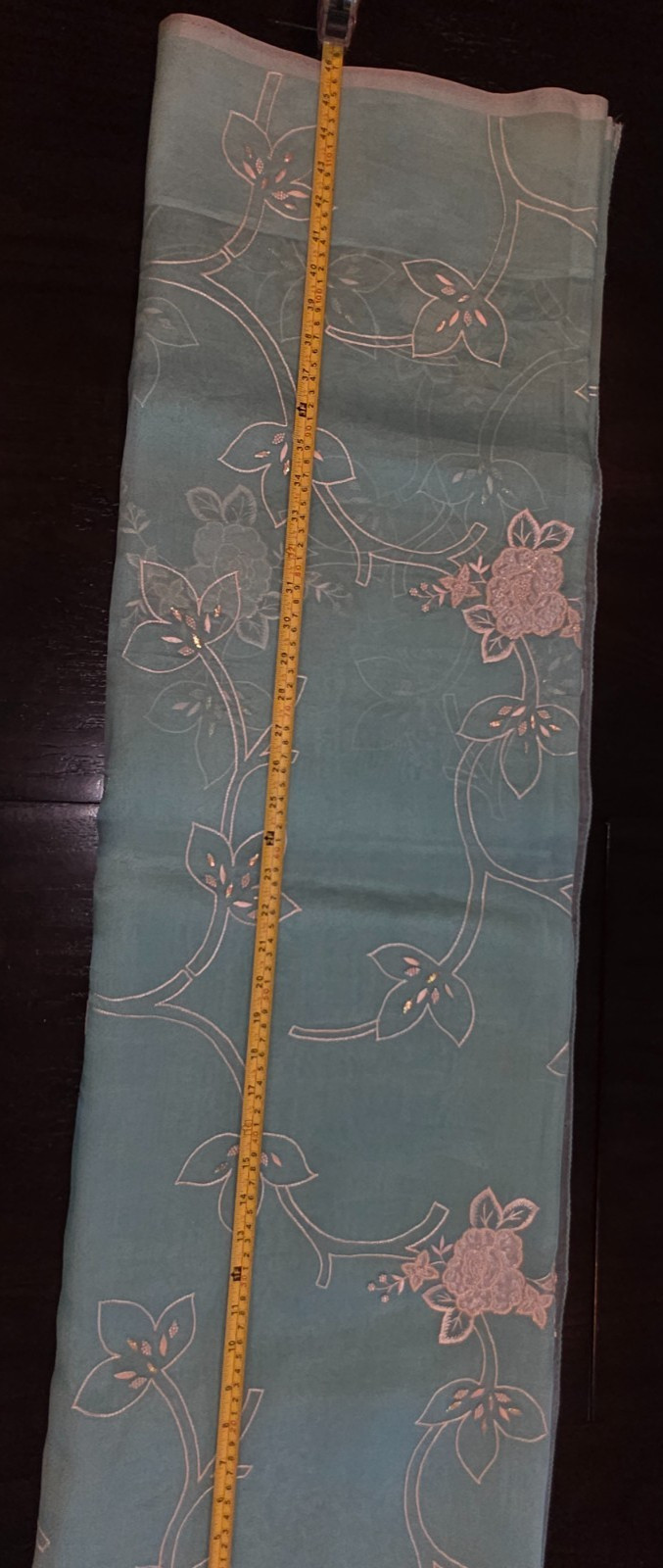 Pastel Sky Blue Organza Silk Saree • Gorgeous Beaded Motifs & White Silk Blouse