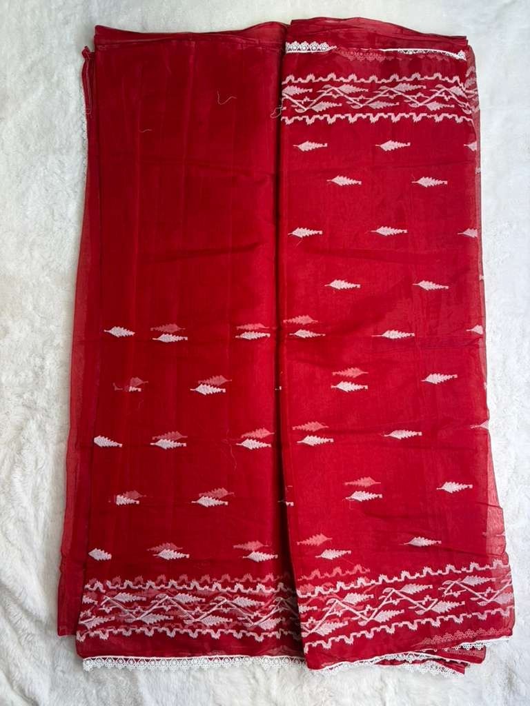 Semi slik embodriory Saree without blouse piece