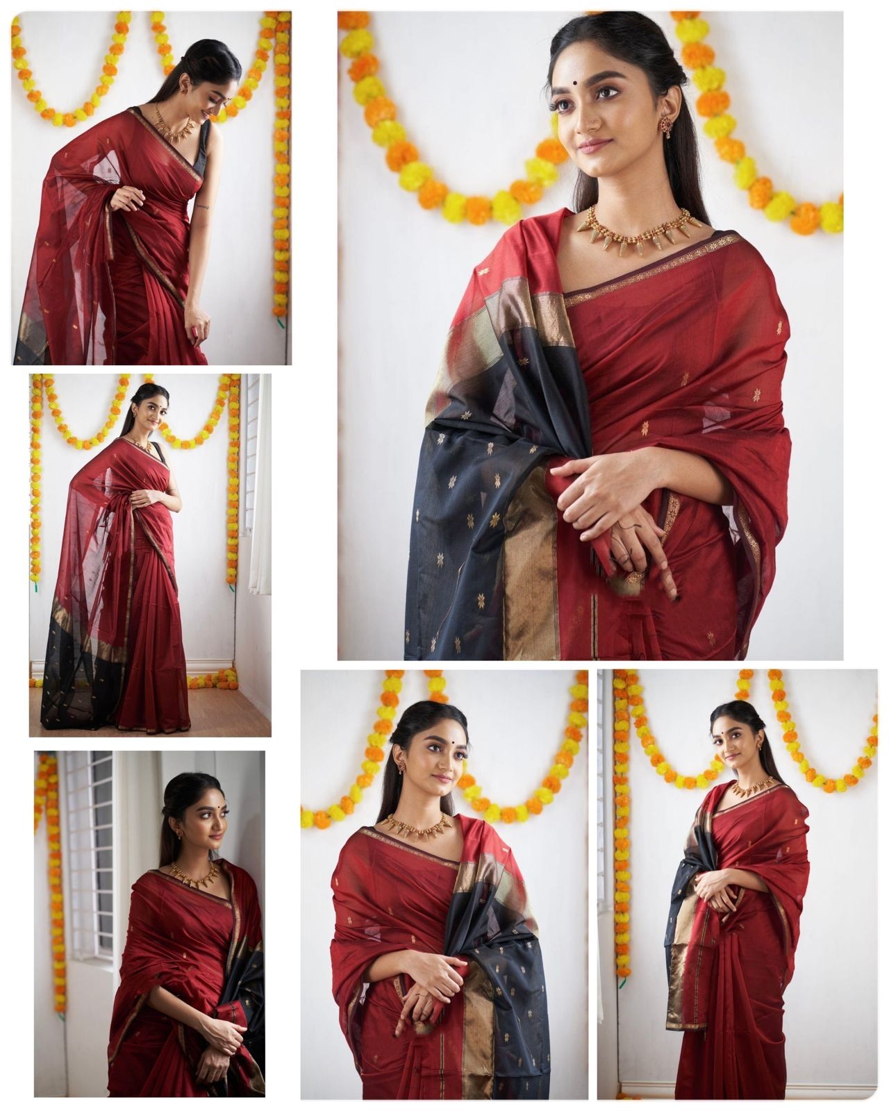 Soft Linen Cotton Saree Jacquard Wedding Party Wear Traditional Indian Sari
