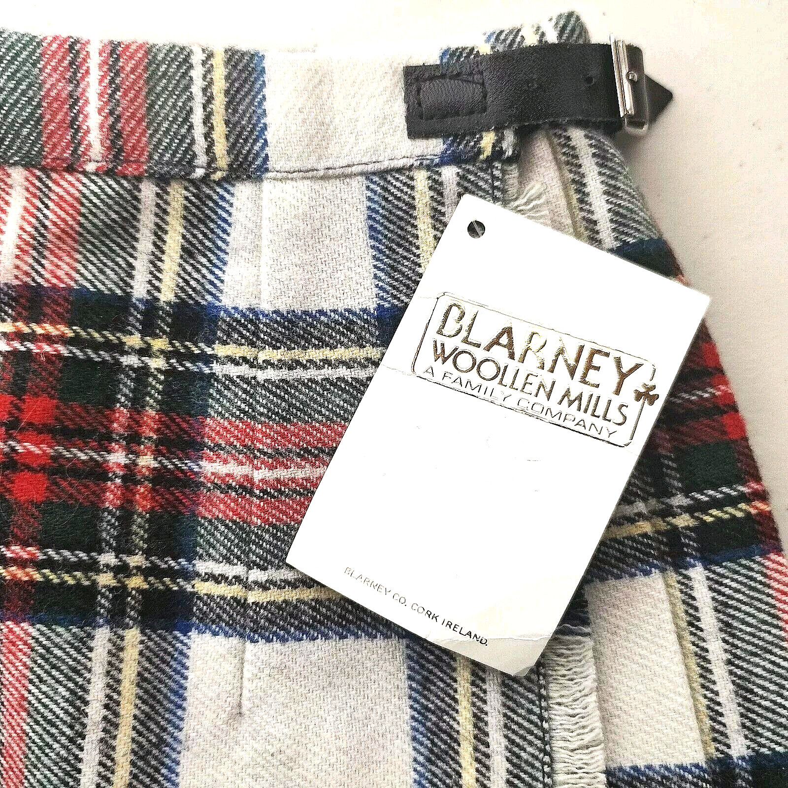 VTG Blarney Woolen Mills Ireland Youth Wrap Kilt Wool Size 30 Stewart Plaid NWT