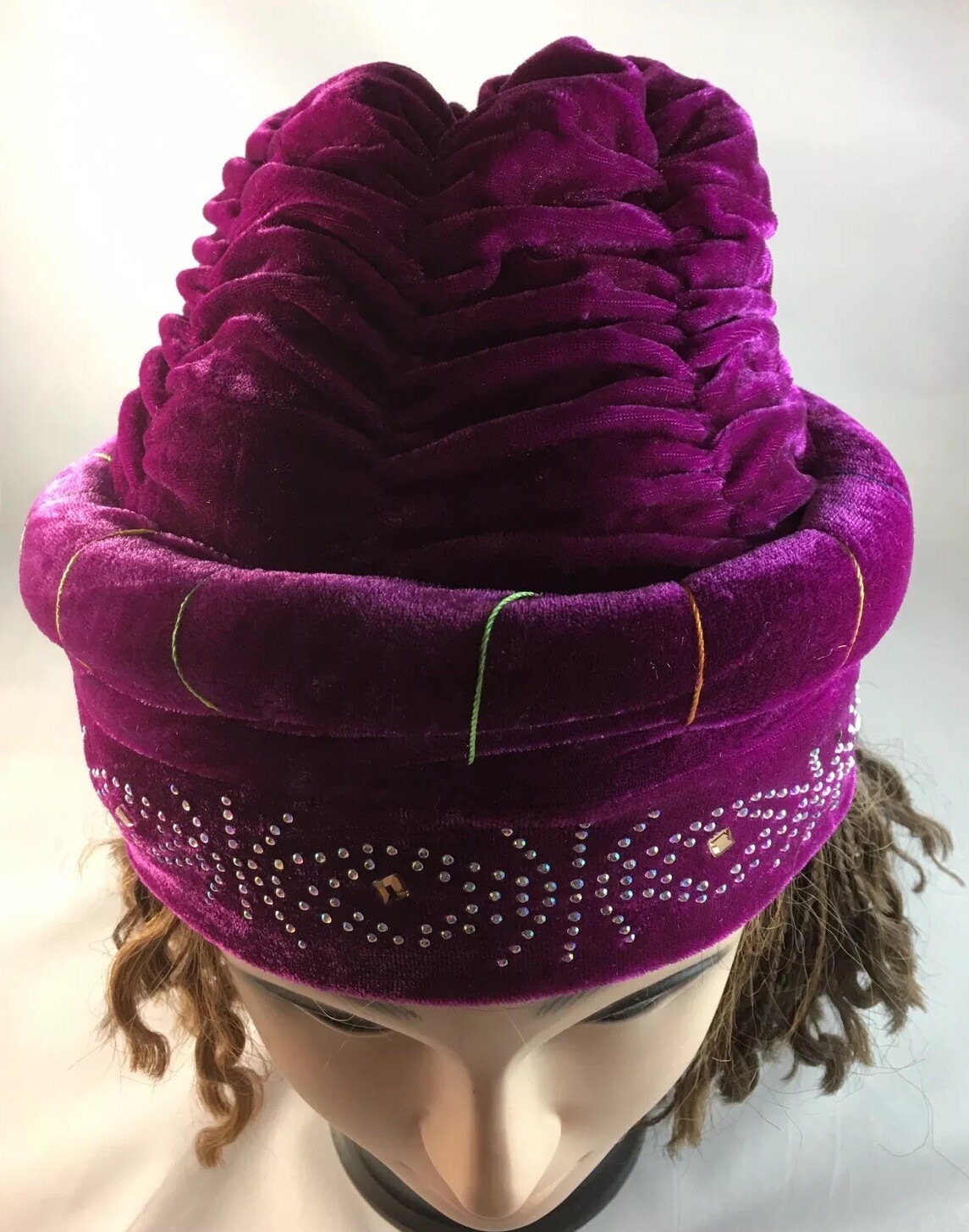African Women Velvet Spandex Stretch Turban Hat Ladies Head Piece ~ fuchsia Pink