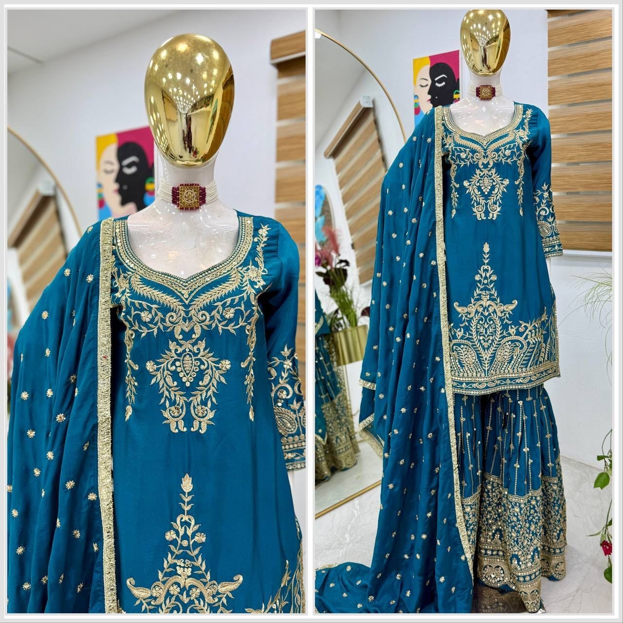 SALWAR KAMEEZ PAKISTANI INDIAN WEDDING PARTY WEAR DRESS BOLLYWOOD SUIT SHARARA