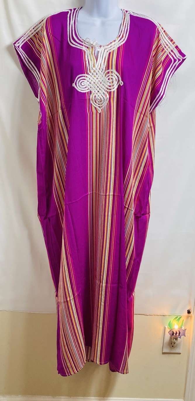 Morrocan Casual Summer Dress GANDORA handmade One Size PURPLE NEW