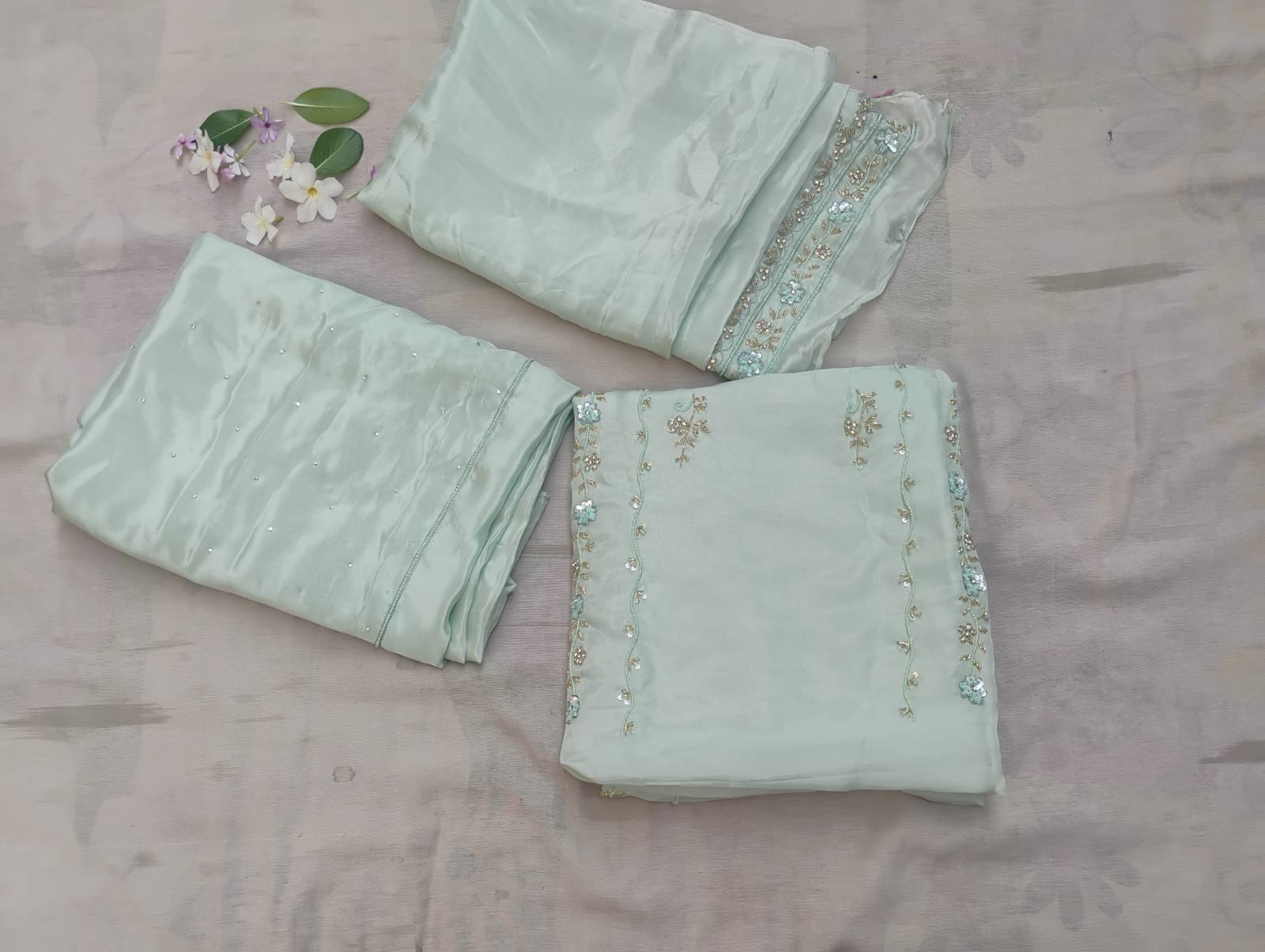 Custom Stitched White Embroidered Salwar Suit Set With Dupatta & FREE Potli…