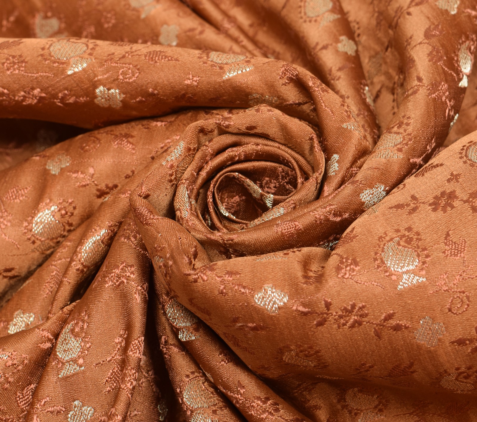 Sushila Vintage Heavy Brown Saree Pure Satin Silk Banarasi Brocade Woven Fabric