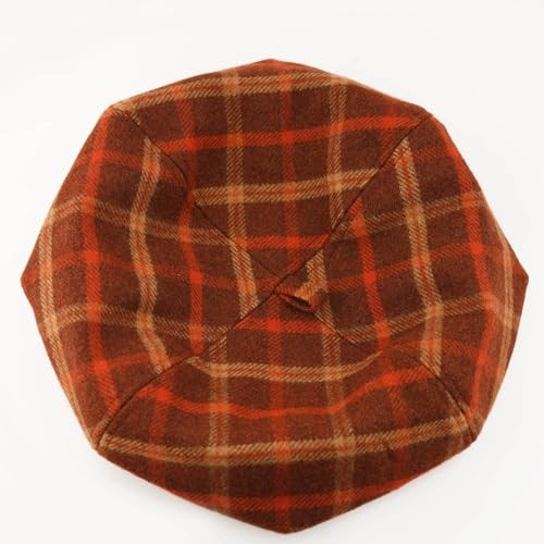 Women’s Wool Blend French Plaid Beret with Leather Band – Fashion Berets Red