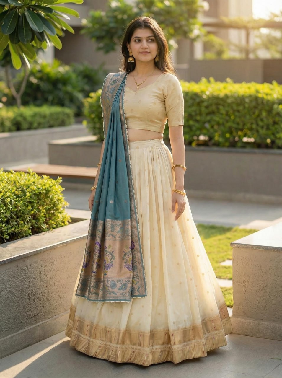 Paithani Silk Lehenga Choli Zari Weaving Bridal Wedding Wear Set Function Wear
