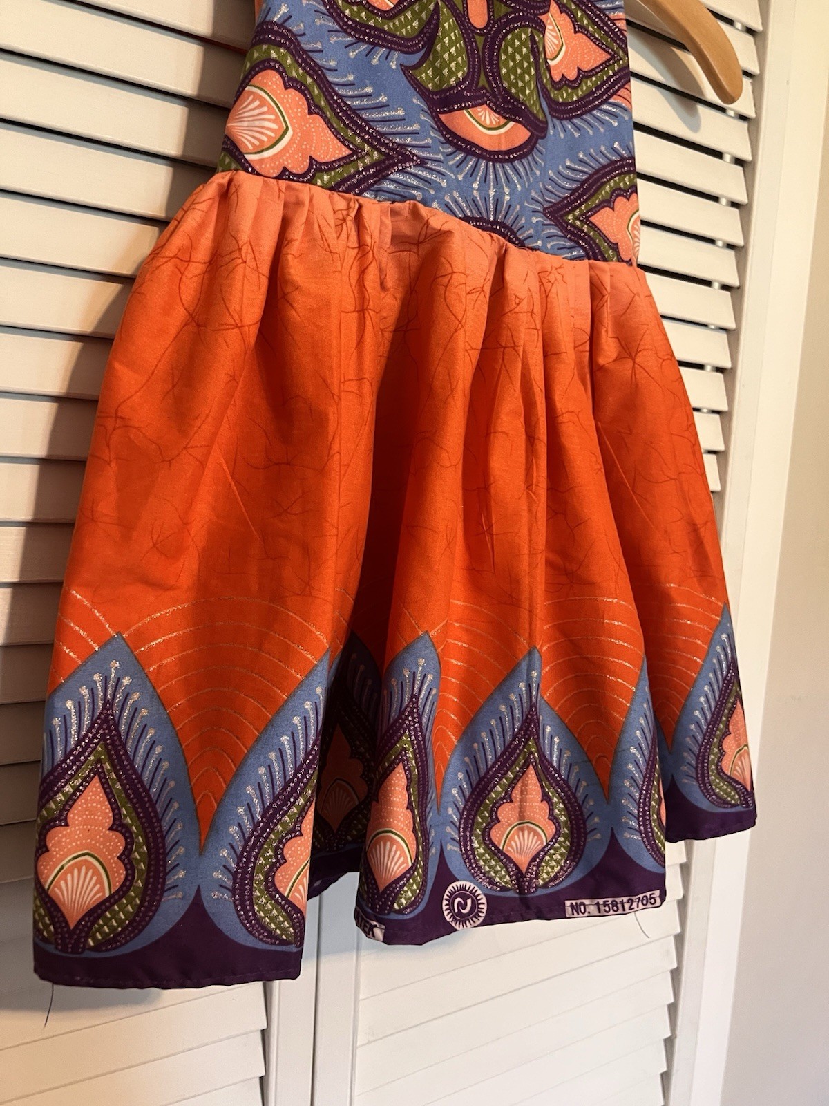 NIGERIAN AFRICAN Kids Girls Dress Size 4T Handmade Aline Sleeveless Orange Blue