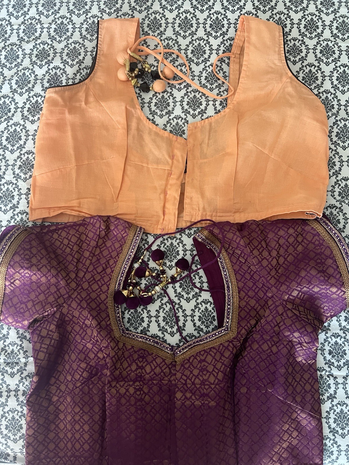 Women’s Choli Blouse Lot Multicolor Brocade Fabric Silk Blend, Custom Size